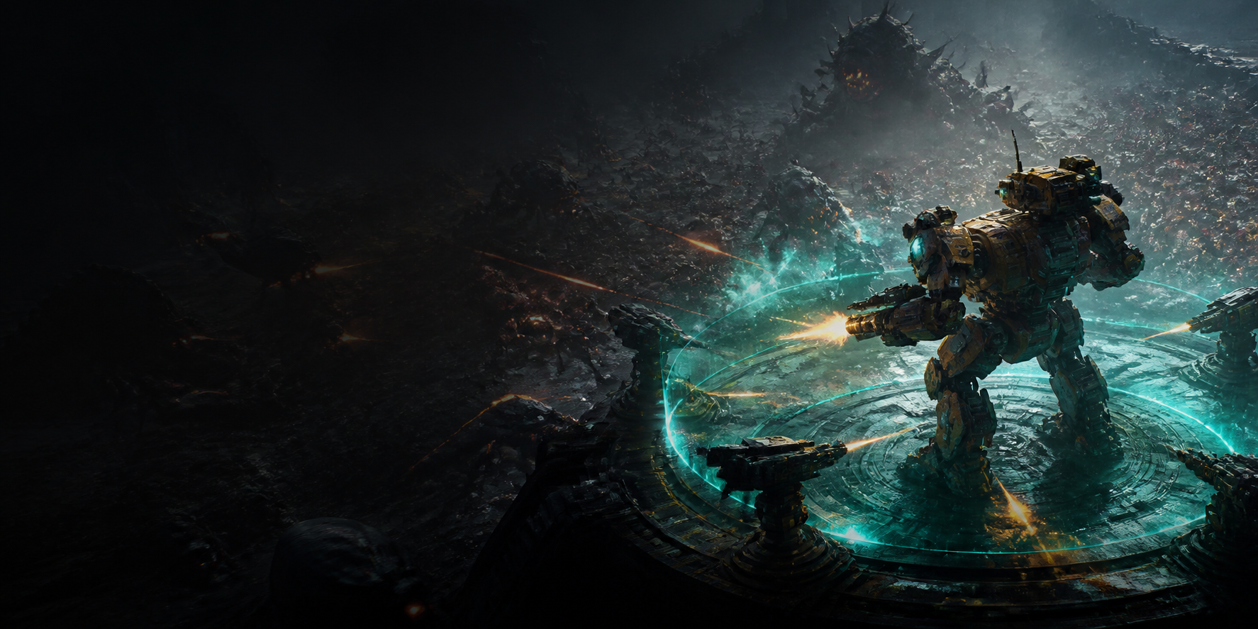 Original Iron Core mech artwork with a glowing safe zone