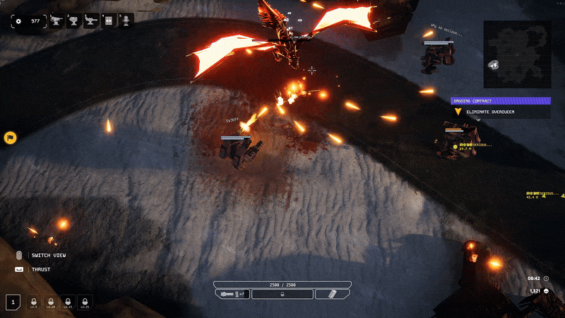 Iron Core: Mech Survivor gameplay with a glowing safe zone