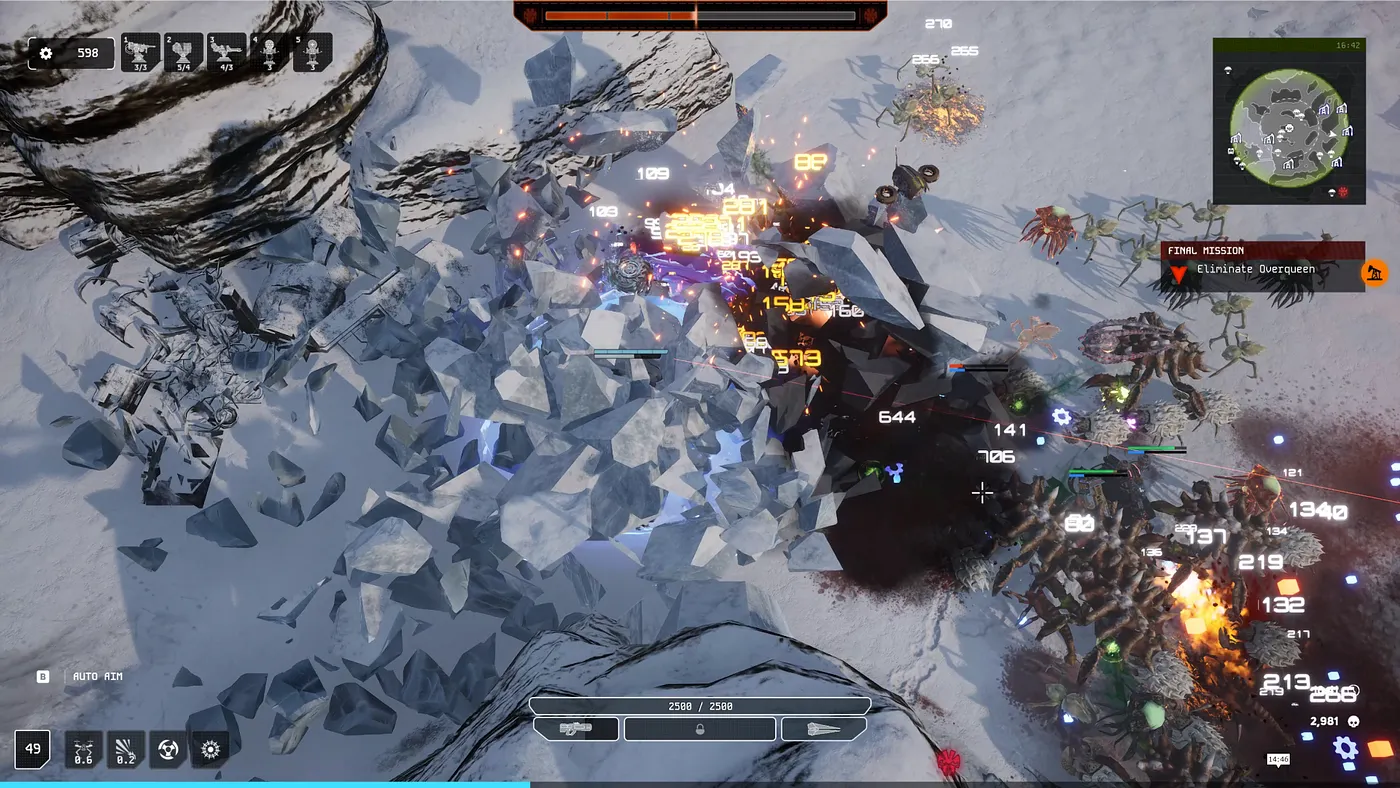 A mech holding a defensive position
