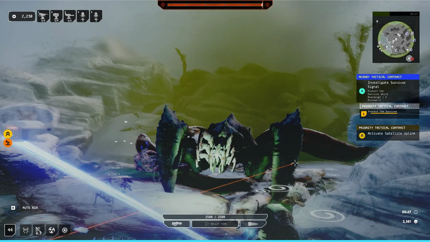 Turrets defending a safe zone in Iron Core
